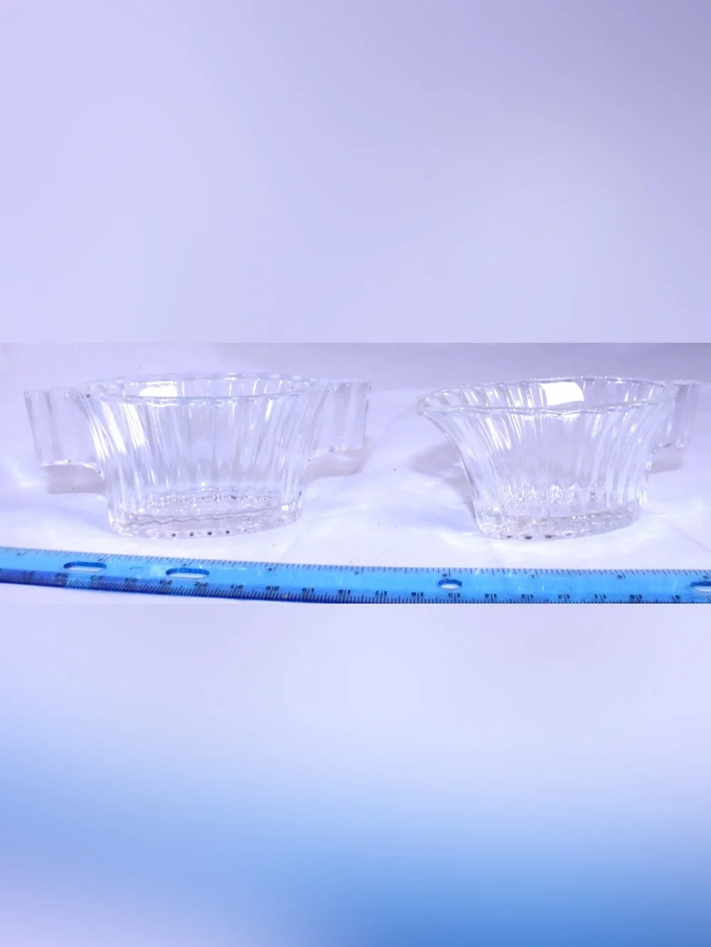 Vintage Heisey Ridgeleigh Clear Glass Mini Sugar & Creamer Set Art Deco Ribbed